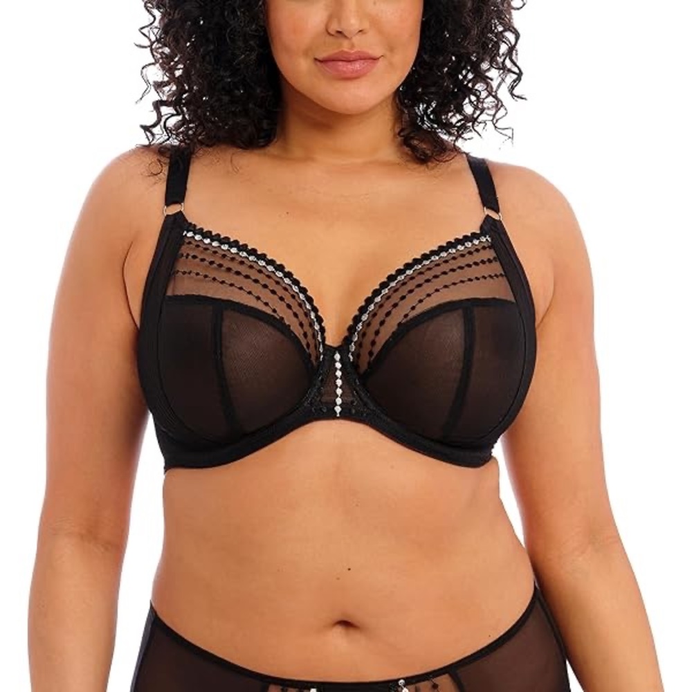 Elomi Elegant Black Sheer Bra lingerie honeymoon 34k 0011